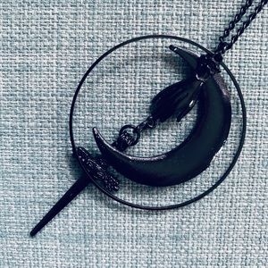 Wicca Goth Punk Moon and Dagger Necklace